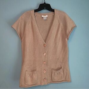 Talbots Petite Vintage Cap Sleeve Knit Sweater Cardigan Size Large Petite